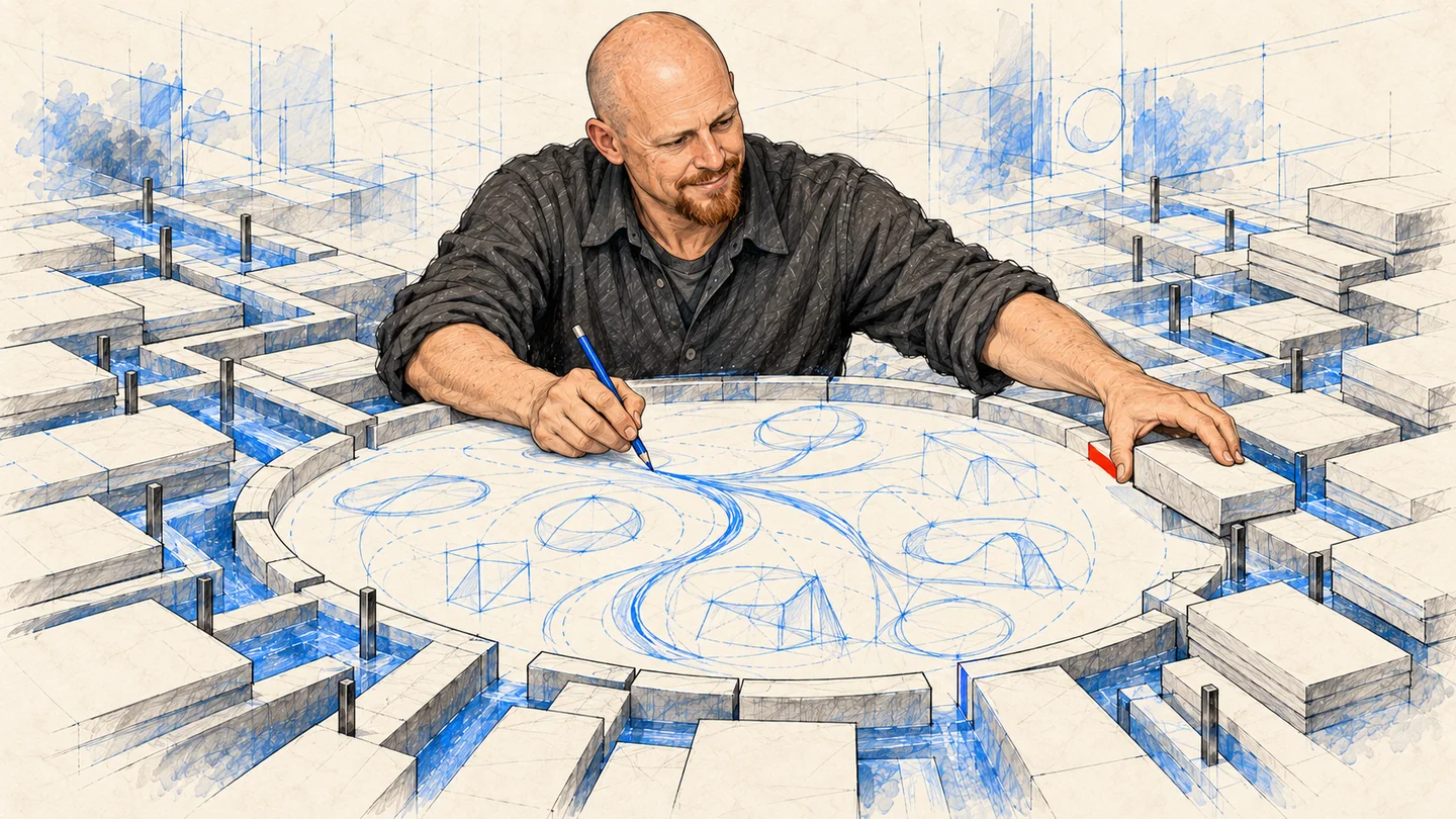 David clears a space within a rigid system to explore unfinished ideas before judging them.